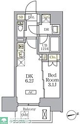 ザ・ライオンズフォーシア文京湯島 1DKの間取図画像