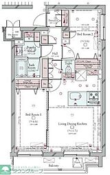 コンシェリア目黒本町 THE RESIDENCE 2LDKの間取図画像