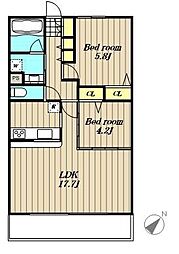 シエールグラン上池台 1LDKの間取図画像