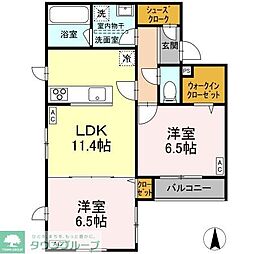 (仮称)世田谷区新町3丁目PJ 2LDKの間取図画像