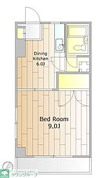 サンセット 1DKの間取図画像