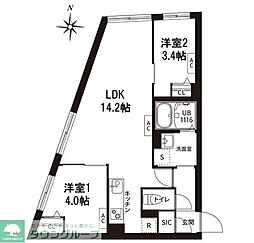 レピュア旗の台レジデンス 2LDKの間取図画像