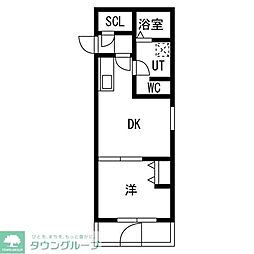 OAKLANCE荏原中延(旧TRADIS荏原中延) 1DKの間取図画像