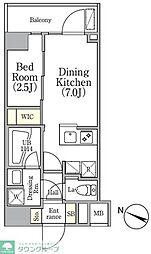 ASYLCOURT三軒茶屋 1DKの間取図画像