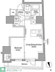 ザ・パークハビオ品川戸越 1LDKの間取図画像