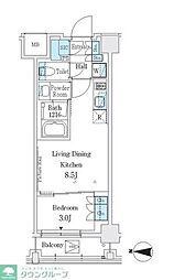 J.GRANCourt品川西大井EAST 1LDKの間取図画像