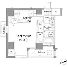 パークハビオ戸越 ワンルームの間取図画像