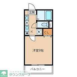 サンライトヒルズ 1Kの間取図画像