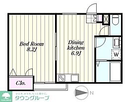柿の木坂レジデンス 1DKの間取図画像