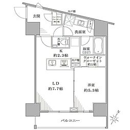 ザ・パークワンズ品川戸越 1LDKの間取図画像