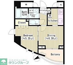 アーレア戸越公園 1DKの間取図画像