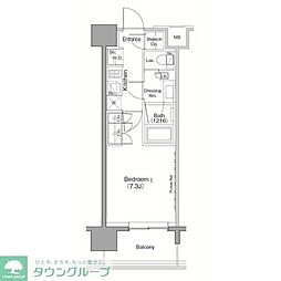 ザ・パークハビオ目黒 1Kの間取図画像