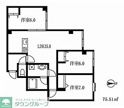 日経エスプラナード 3LDKの間取図画像