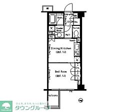 パークアクシス目黒本町 1DKの間取図画像