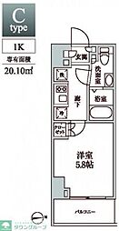 レジディア中延2 1Kの間取図画像