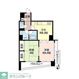 マートルコート武蔵小山 2DKの間取図画像