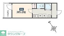 小田急江ノ島線 相模大野駅 徒歩15分の賃貸アパート 3階1Kの間取り
