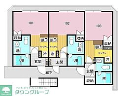 小田急小田原線 町田駅 徒歩10分の賃貸アパート 2階1Kの間取り