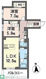 フォンテーヌベレオ01 2LDKの間取図画像