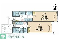 カインドネス相模大野 1階1Kの間取り