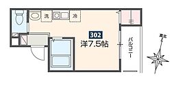 MELDIA町田II 3階ワンルームの間取り