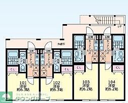 仮)シティハイツ座間1号棟 1Kの間取図画像