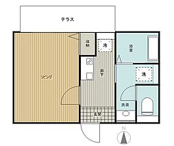 フルセイル古淵IV 1Kの間取図画像