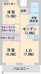 パラッツォ淵野辺1 2LDKの間取図画像
