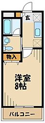 コスモタウン相模原 1Kの間取図画像