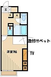 レオパレスプレジール町田 1Kの間取図画像