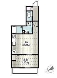 フルセイル古淵II 1LKの間取図画像