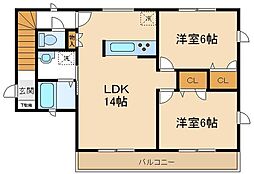 YKホーム 2LDKの間取図画像