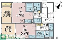 カインドネス小田急相模原VI 1DKの間取図画像