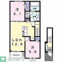 マカロン.m 2LDKの間取図画像