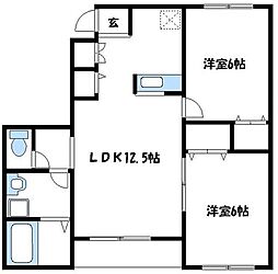 ルージュパルテールA 2LDKの間取図画像