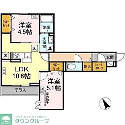 ドムスクレスト共和 2LDKの間取図画像