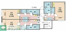 カインドネス小田急相模原III 1Kの間取図画像