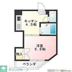 サンライズコーポ町田 1Kの間取図画像