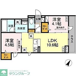 ドムスクレスト相模大野 2LDKの間取図画像