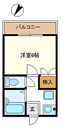 カール.フタバ 1Kの間取図画像
