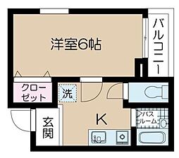 アムール戸山 1階1Kの間取り