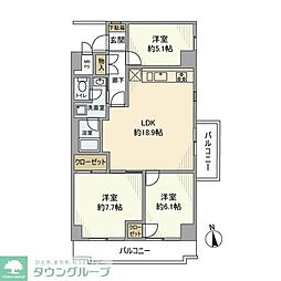 飯田橋第一パーク・ファミリア 3LDKの間取図画像