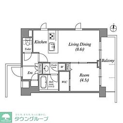 エミリブ下落合 6階1LDKの間取り