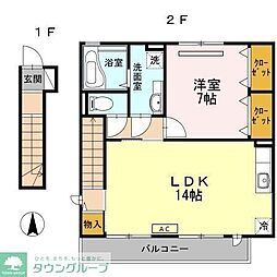 シャンテ杉並 2階1LDKの間取り