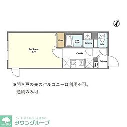 ウェルスクエアイズム駒込 2階1Kの間取り