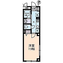 コーポＴＯ 2階1Kの間取り