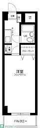 新宿セントビラ永谷 6階1Kの間取り
