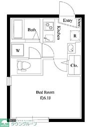 リュクスマンション都立家政 2階1Kの間取り