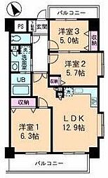 グランドフェニックス 9階3LDKの間取り