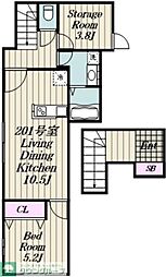 Garden Terrace 都立家政 1SLDKの間取図画像